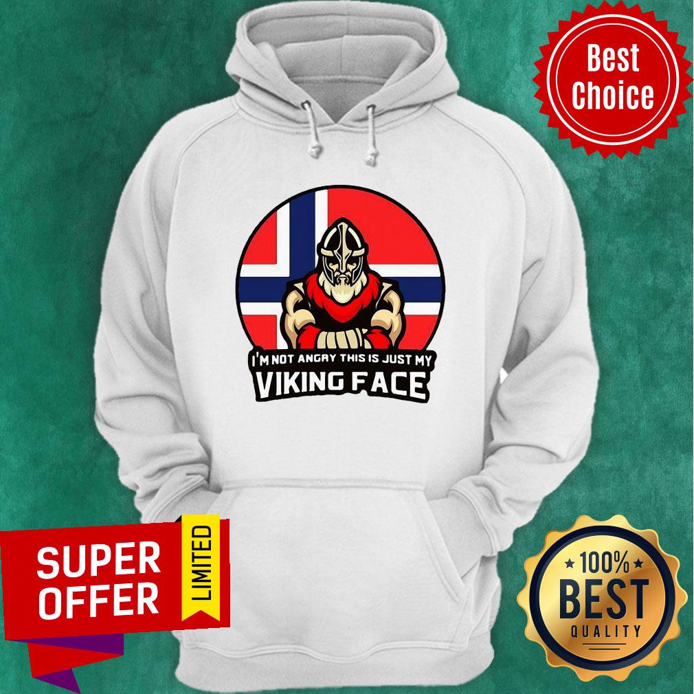 I’m Not Angry This Is Just My Viking Face Norwegian Flag Shirt - Image 2