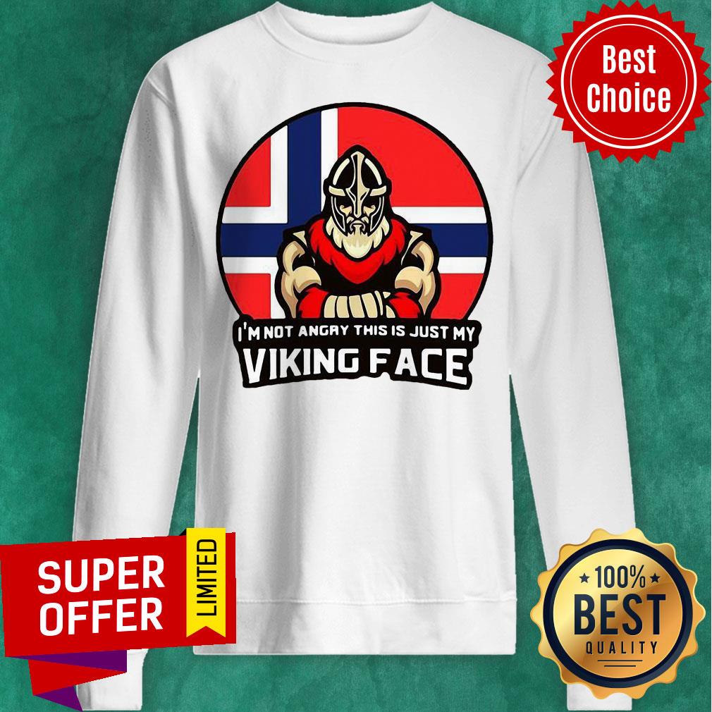 I’m Not Angry This Is Just My Viking Face Norwegian Flag Shirt - Image 5