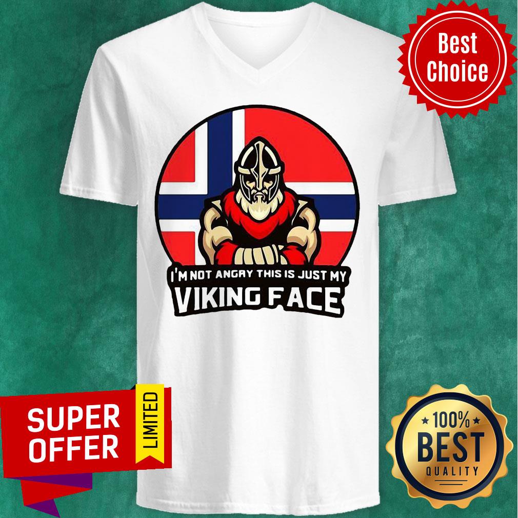I’m Not Angry This Is Just My Viking Face Norwegian Flag Shirt - Image 3