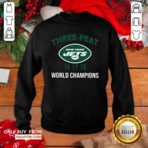 Alternative view of Luxury Three peat New York Jets 16 17 18 World Champions Shirt