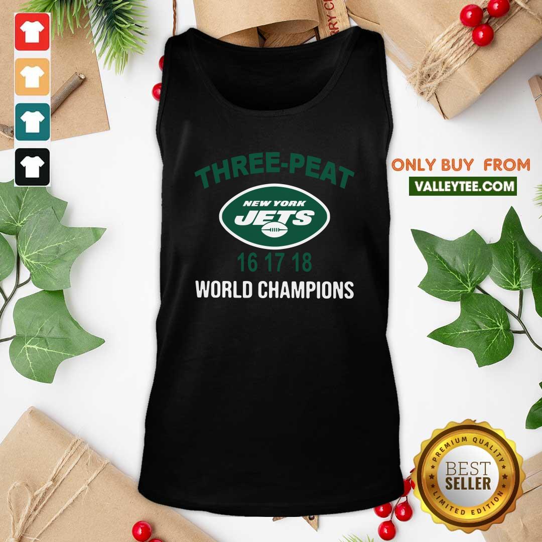 Luxury Three peat New York Jets 16 17 18 World Champions Shirt - Image 5