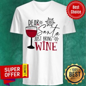 Alternative view of Nice Dear Santa Just Bring Wine Christmas Shirt