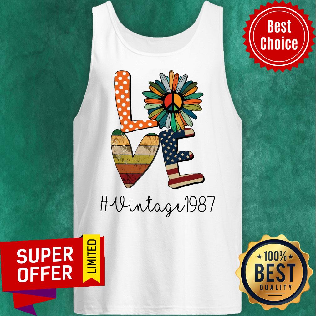 Premium Love Daisy One Another American Flag Hippie Lover Vintage 1987 Shirt - Image 5