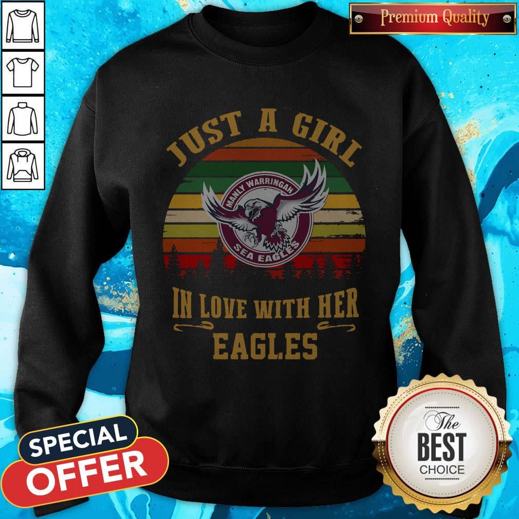 Funny Manly Warringah Just A Girl In Love With Her Eagles Vintage Retro Shirt - Image 5