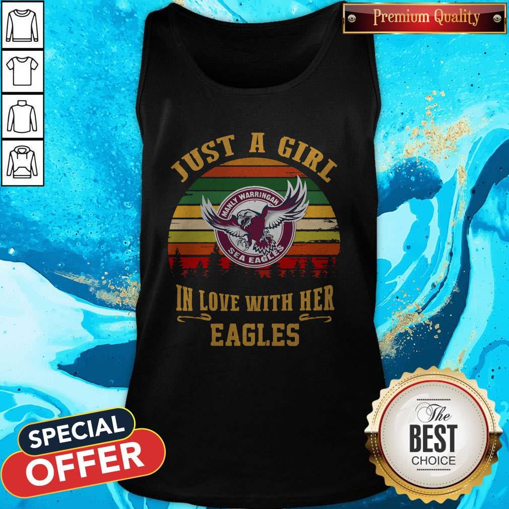 Funny Manly Warringah Just A Girl In Love With Her Eagles Vintage Retro Shirt - Image 4
