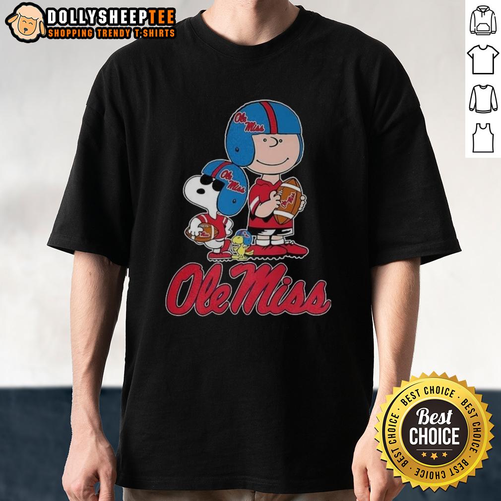 Official Ole Miss Rebels X Peanuts Cartoon Characters Football Lover T-Shirt