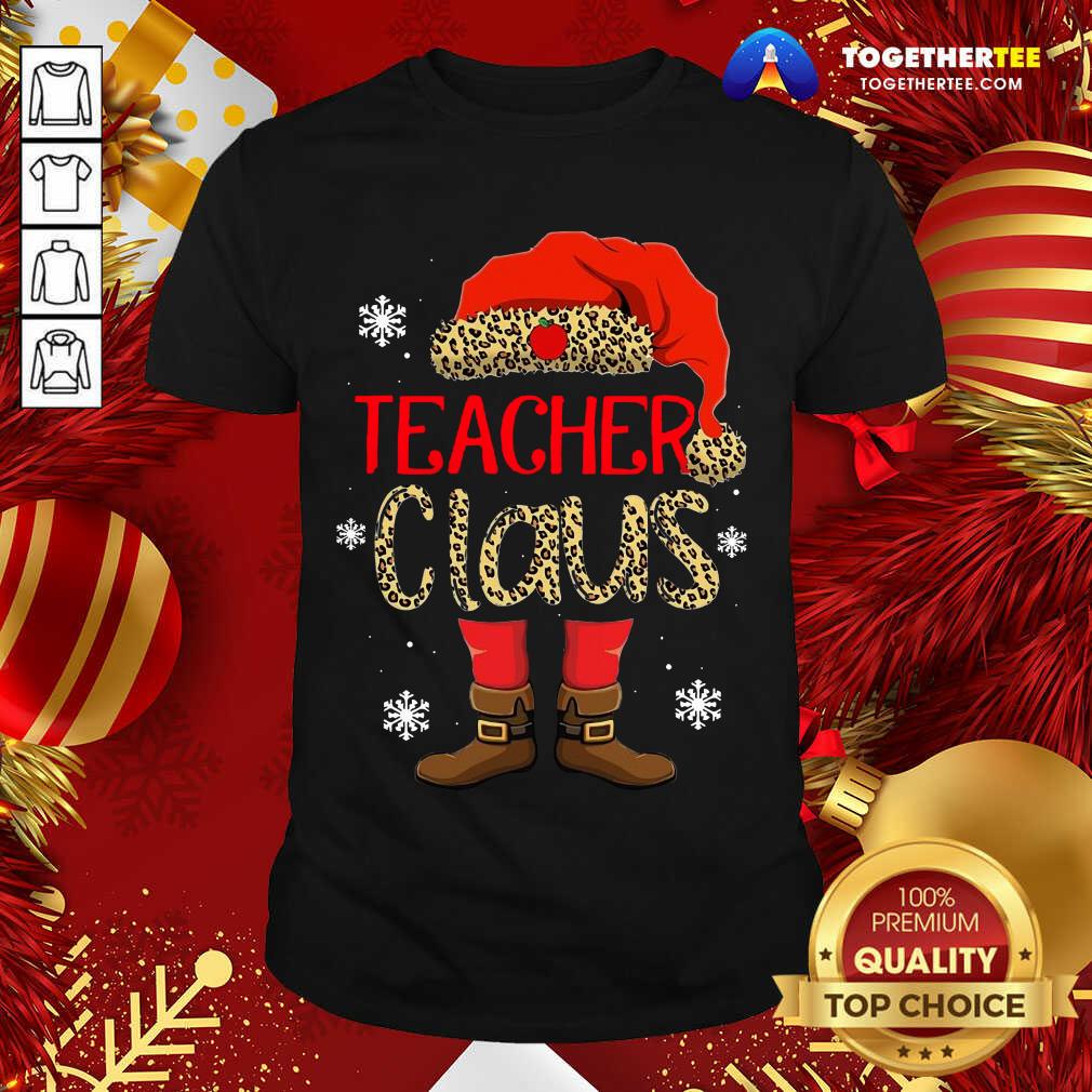Beautiful Teacher Claus Leopard Merry Christmas Shirt