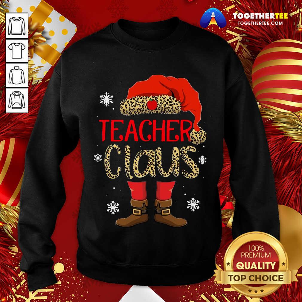 Beautiful Teacher Claus Leopard Merry Christmas Shirt - Image 4