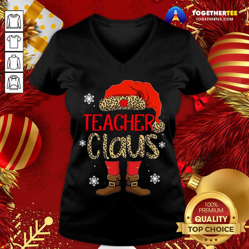Beautiful Teacher Claus Leopard Merry Christmas Shirt - Image 2