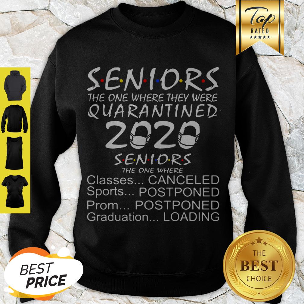 Official Seniors Quarantined 2020 Seniors The One Where Classes Canceled Sports Postponed Shirt - Image 2