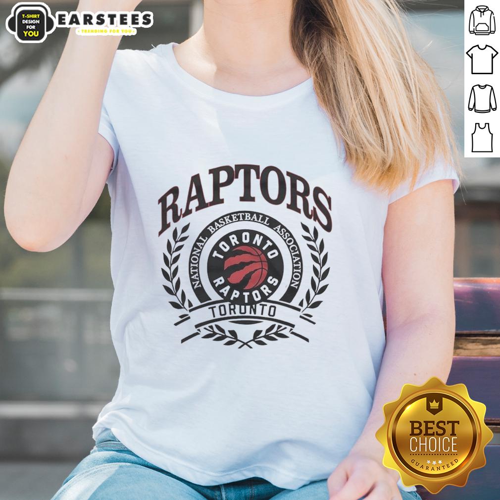 Pretty Toronto Raptors National Basketball Association Logo Laurel Wreath Frame Retro T-Shirt - Image 3