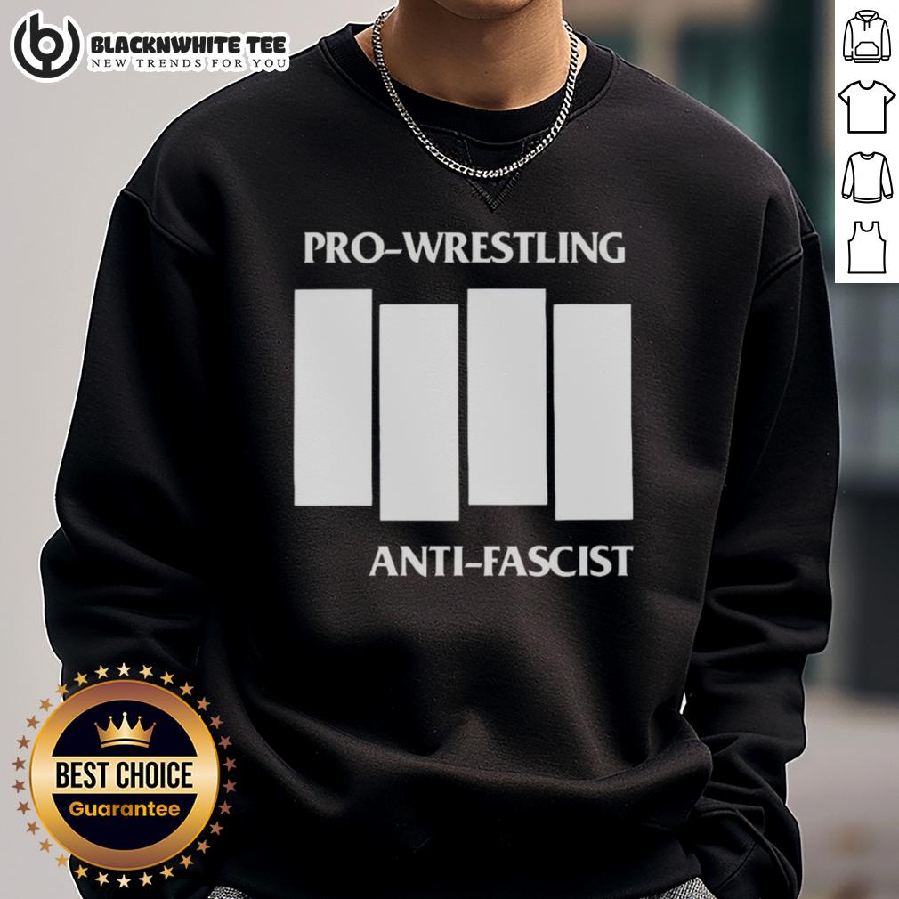 Awesome Pro-Wrestling Anti-Fascist Four White Lines Parody Logo T-Shirt - Image 5