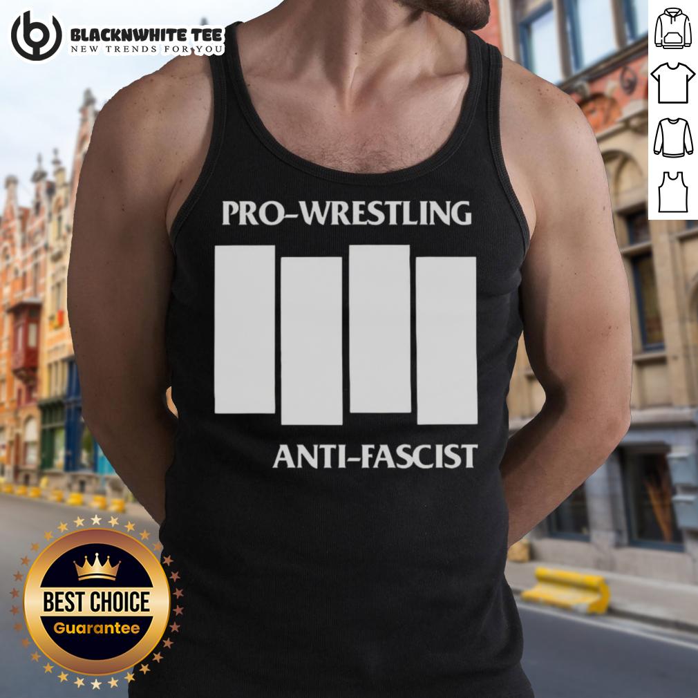 Awesome Pro-Wrestling Anti-Fascist Four White Lines Parody Logo T-Shirt - Image 4
