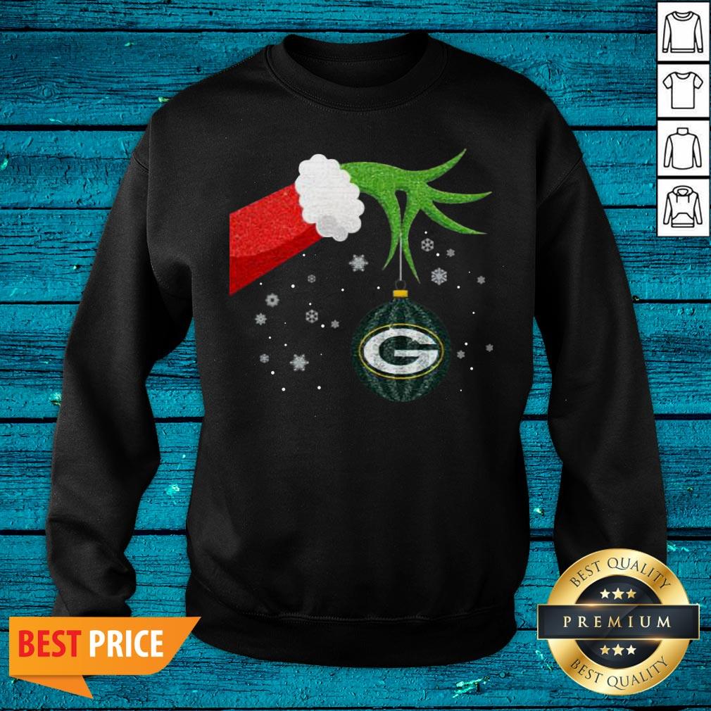 Top The Grinch Christmas Ornament Green Bay Packers Sweat Shirt - Image 3