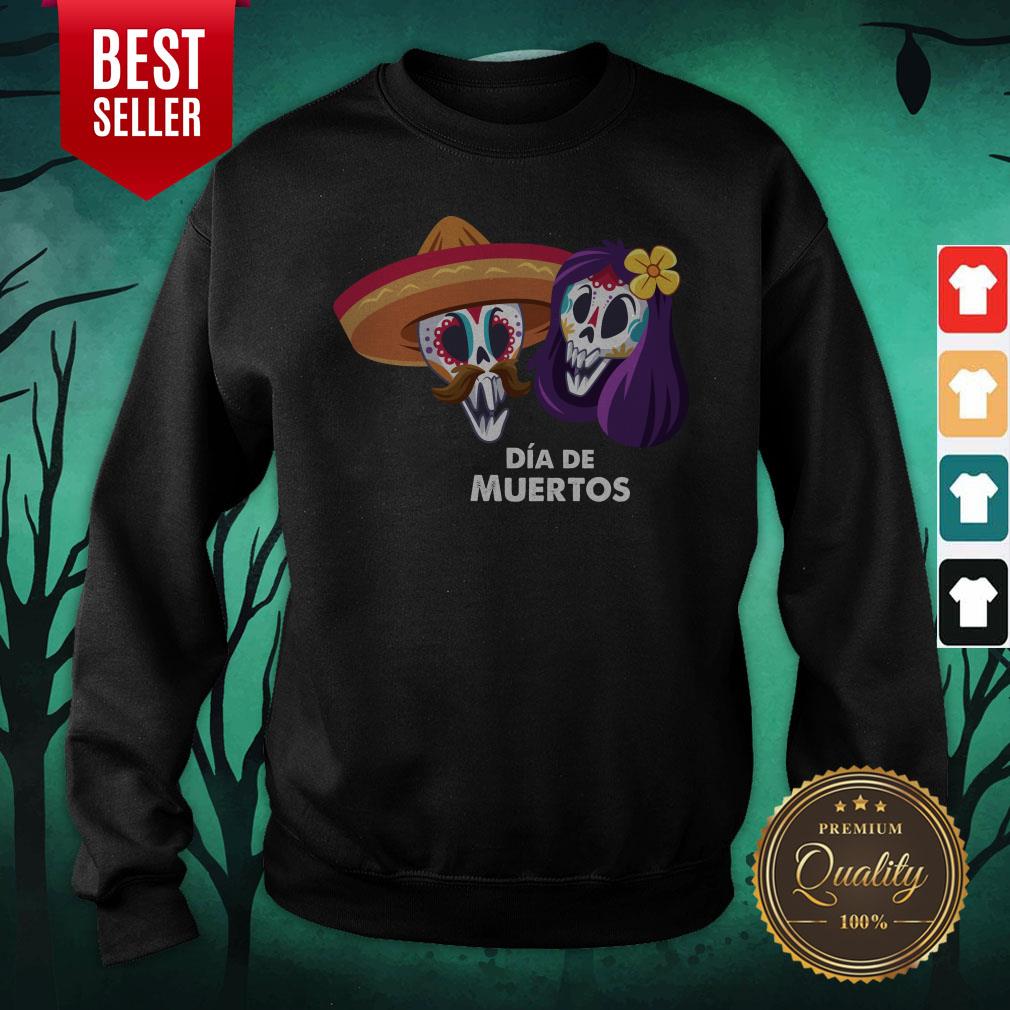 Sugar Skull Couple Day Of The Dead Dia De Muertos Shirt - Image 2