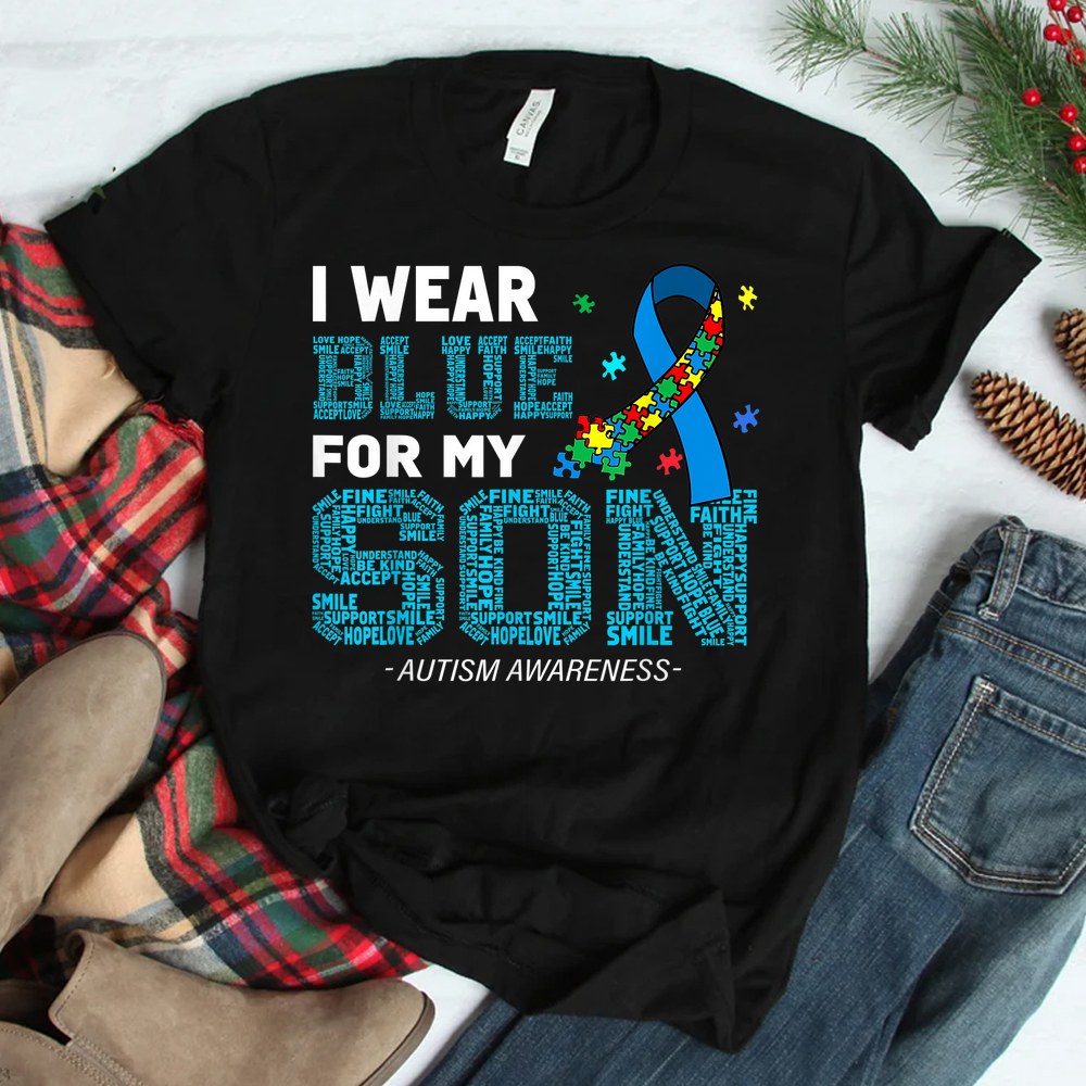 I Wear Blue For My Son Autism Awareness Month Shirt