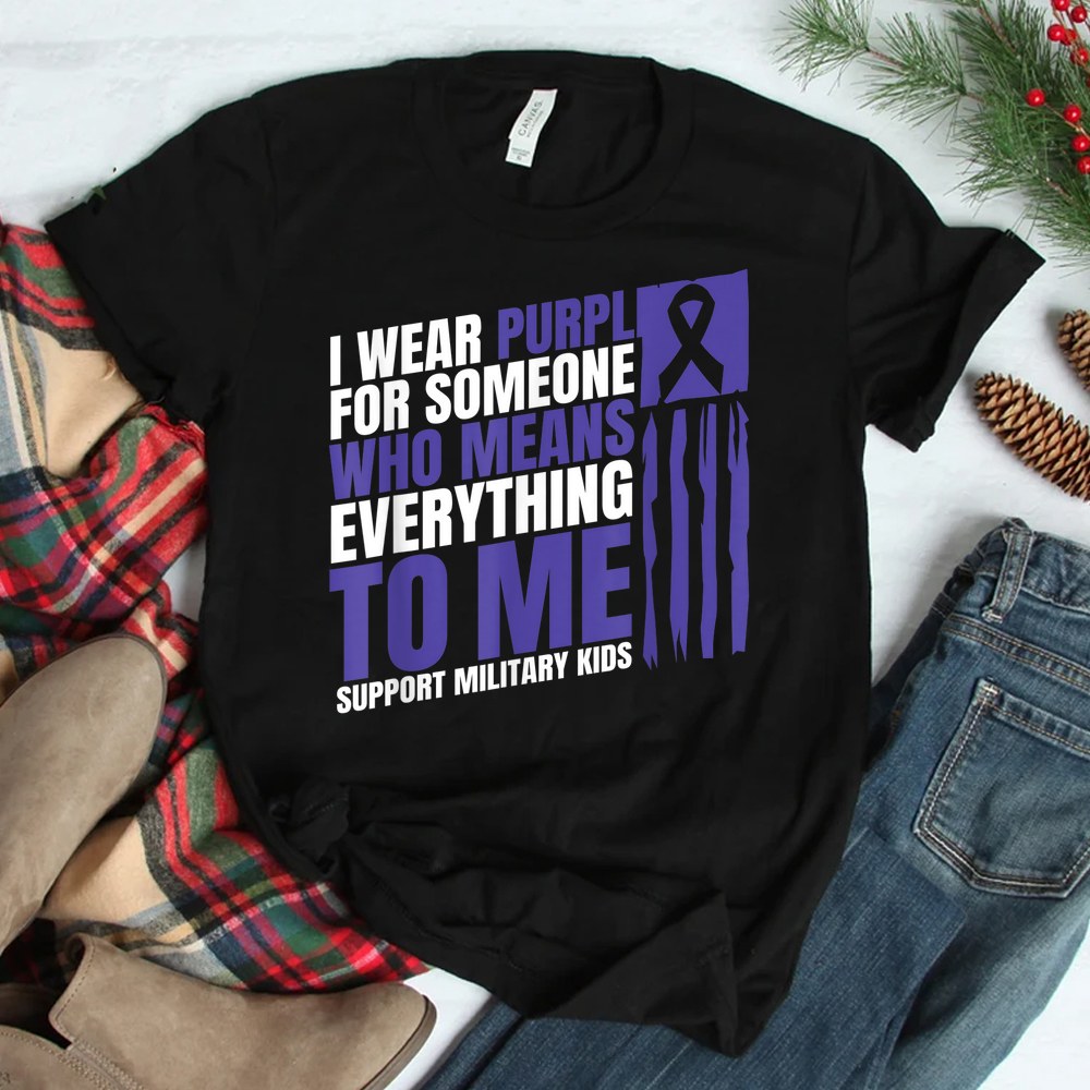 I Wear Purple Up For Military Kids Military Child Month Shirt