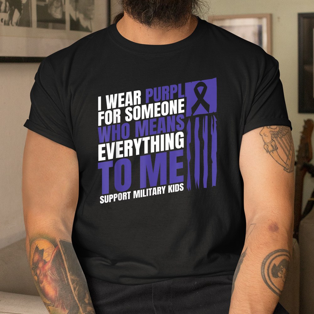 I Wear Purple Up For Military Kids Military Child Month Shirt - Image 3