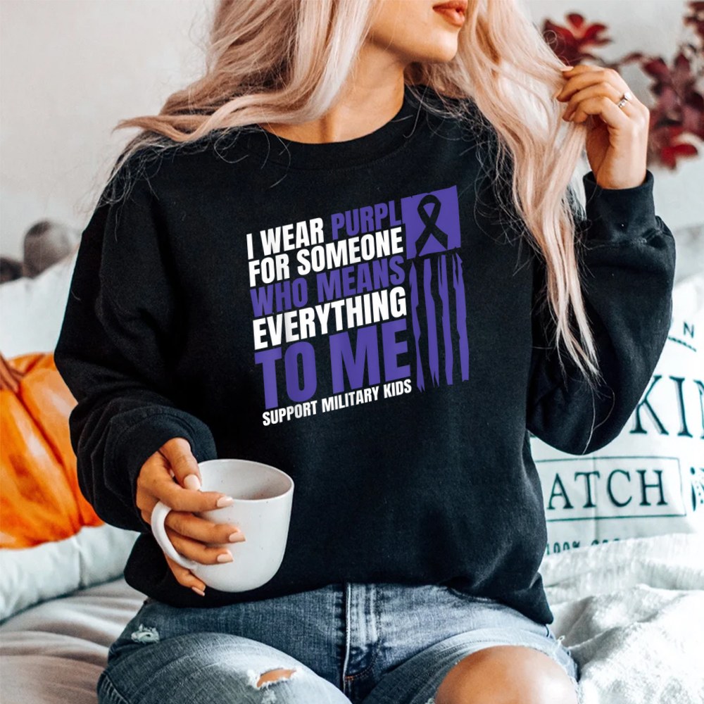 I Wear Purple Up For Military Kids Military Child Month Shirt - Image 2