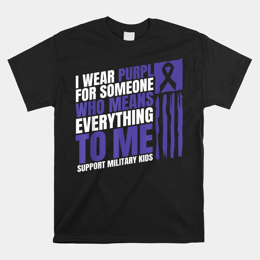 I Wear Purple Up For Military Kids Military Child Month Shirt - Image 4