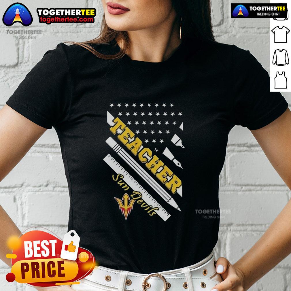 Premium Arizona State Sun Devils X Teacher American Flag T-Shirt - Image 3