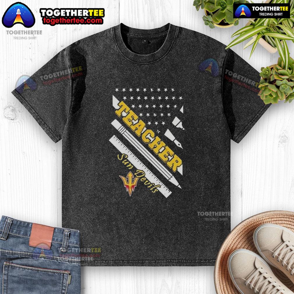 Premium Arizona State Sun Devils X Teacher American Flag T-Shirt - Image 6