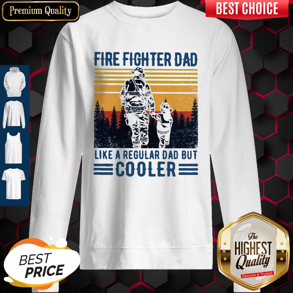 Nice Fire Fighter Dad Like A Regular Dad But Cooler Vintage Shirt - Image 4