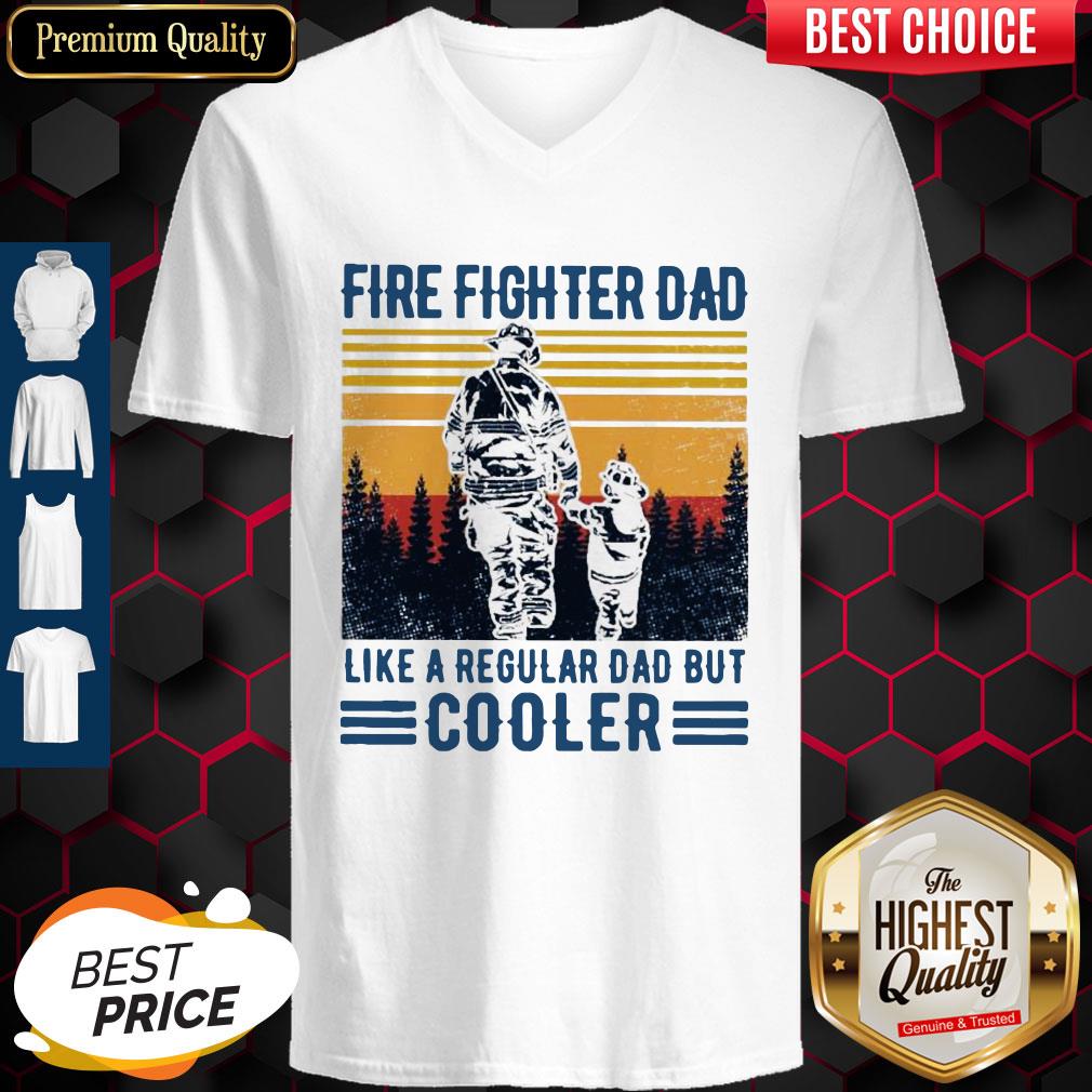 Nice Fire Fighter Dad Like A Regular Dad But Cooler Vintage Shirt - Image 2
