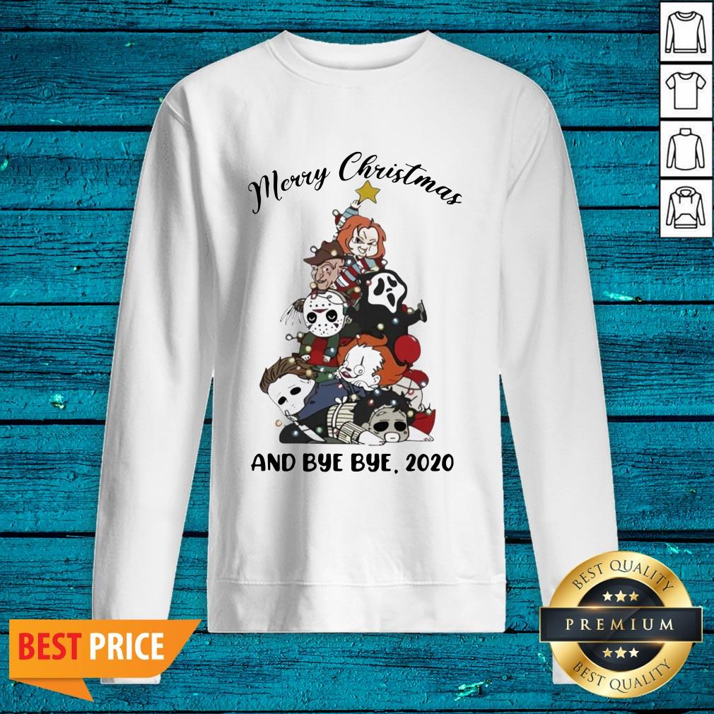 Hot Horror Chibi Character Merry Christmas Tree And Bye Bye 2020 Shirt - Image 2