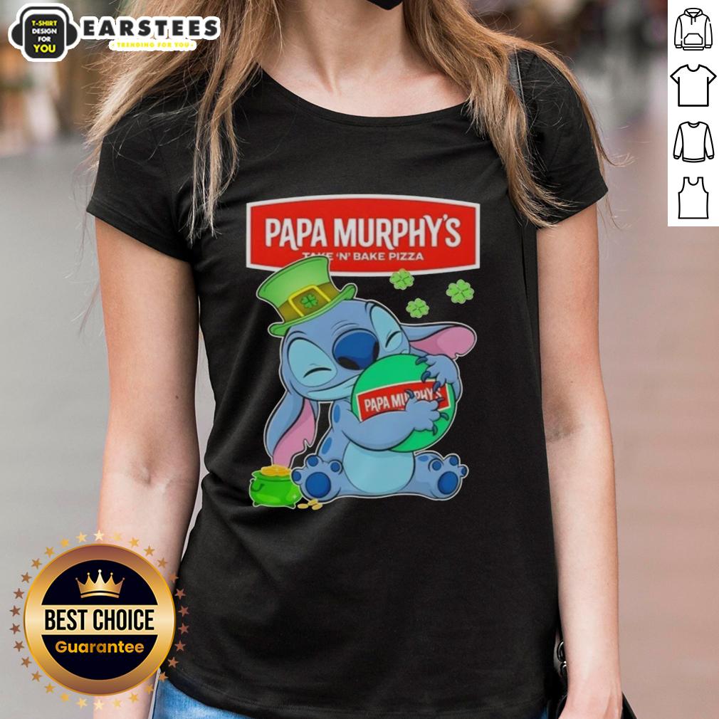 Cute Stitch Hug The Papa Murphys Logo Happy Patrick's Day T-Shirt - Image 3