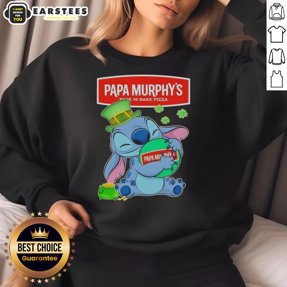 Cute Stitch Hug The Papa Murphys Logo Happy Patrick's Day T-Shirt - Image 5