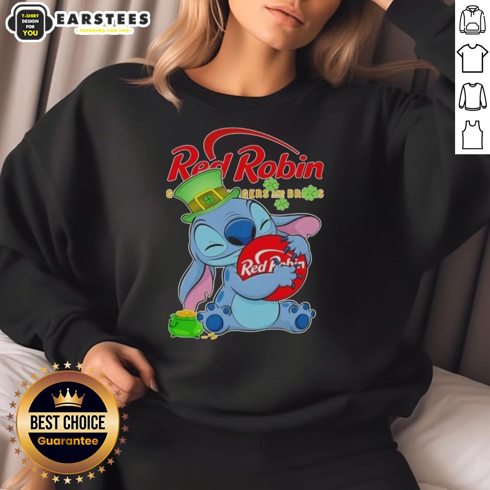 Cute Stitch Hug The Red Robin Logo Happy Patrick's Day T-Shirt - Image 5