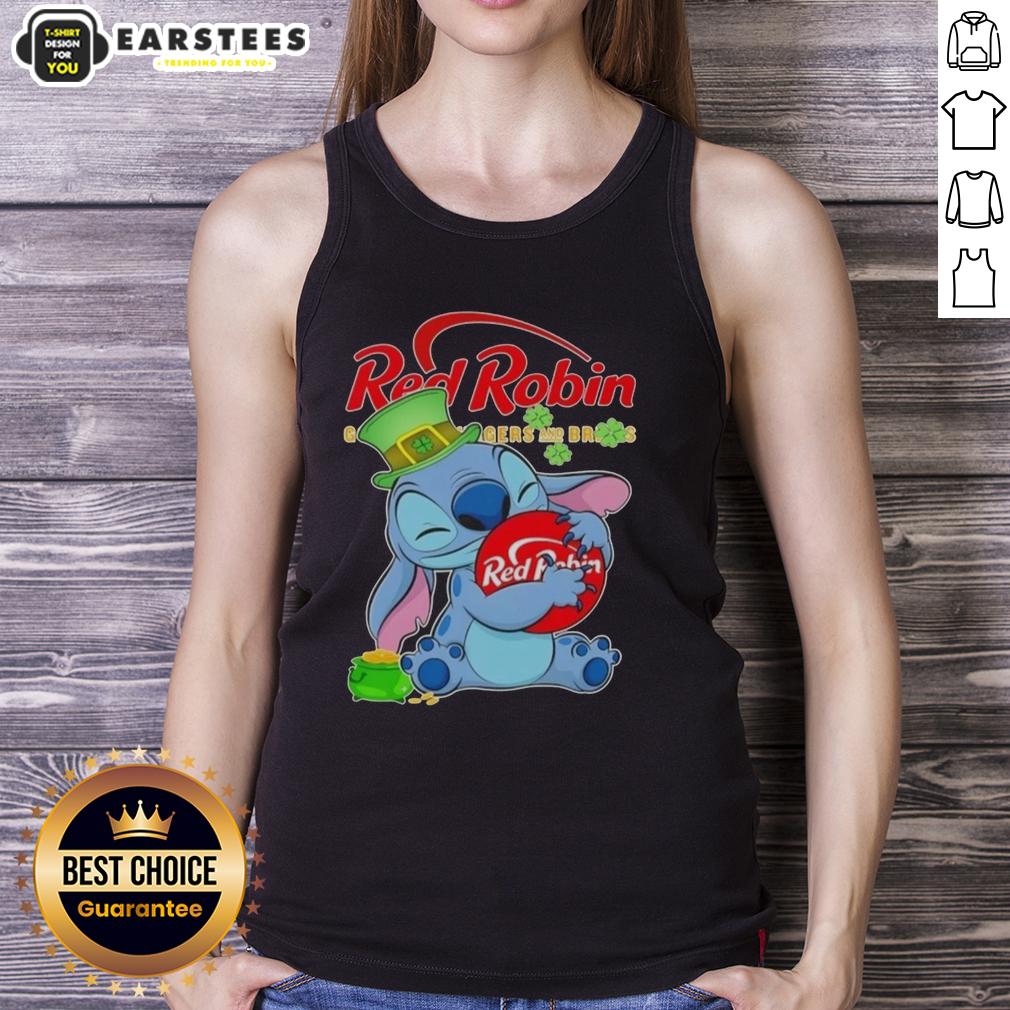 Cute Stitch Hug The Red Robin Logo Happy Patrick's Day T-Shirt - Image 4