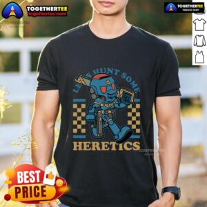 Official Warhammer Space Marine Game Mascot RPG Marine Let Hunt Some Heretics T-Shirt
