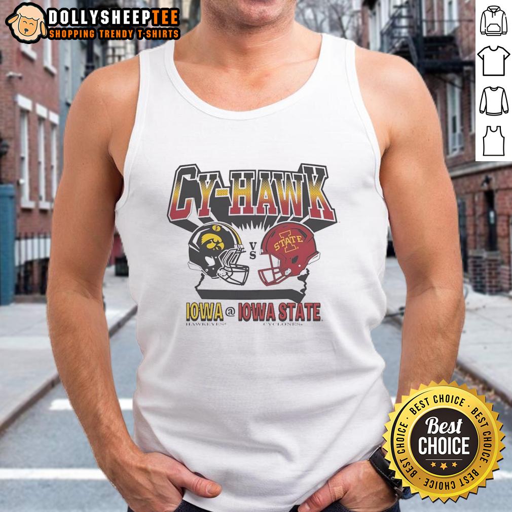 Original Cy-Hawk Iowa Hawkeyes Vs Iowa State Cyclones Helmet T-Shirt - Image 4