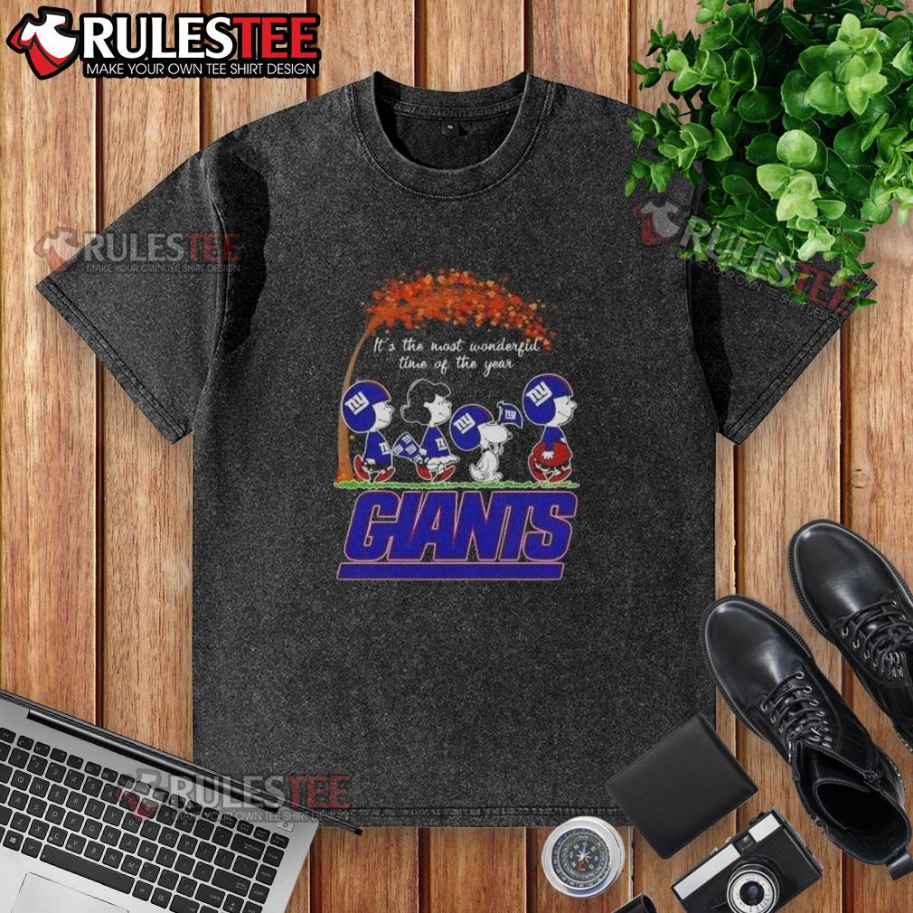 Awesome Peanuts It's The Most Wonderful Time Of The Year New York Giants Football T-Shirt - Image 6