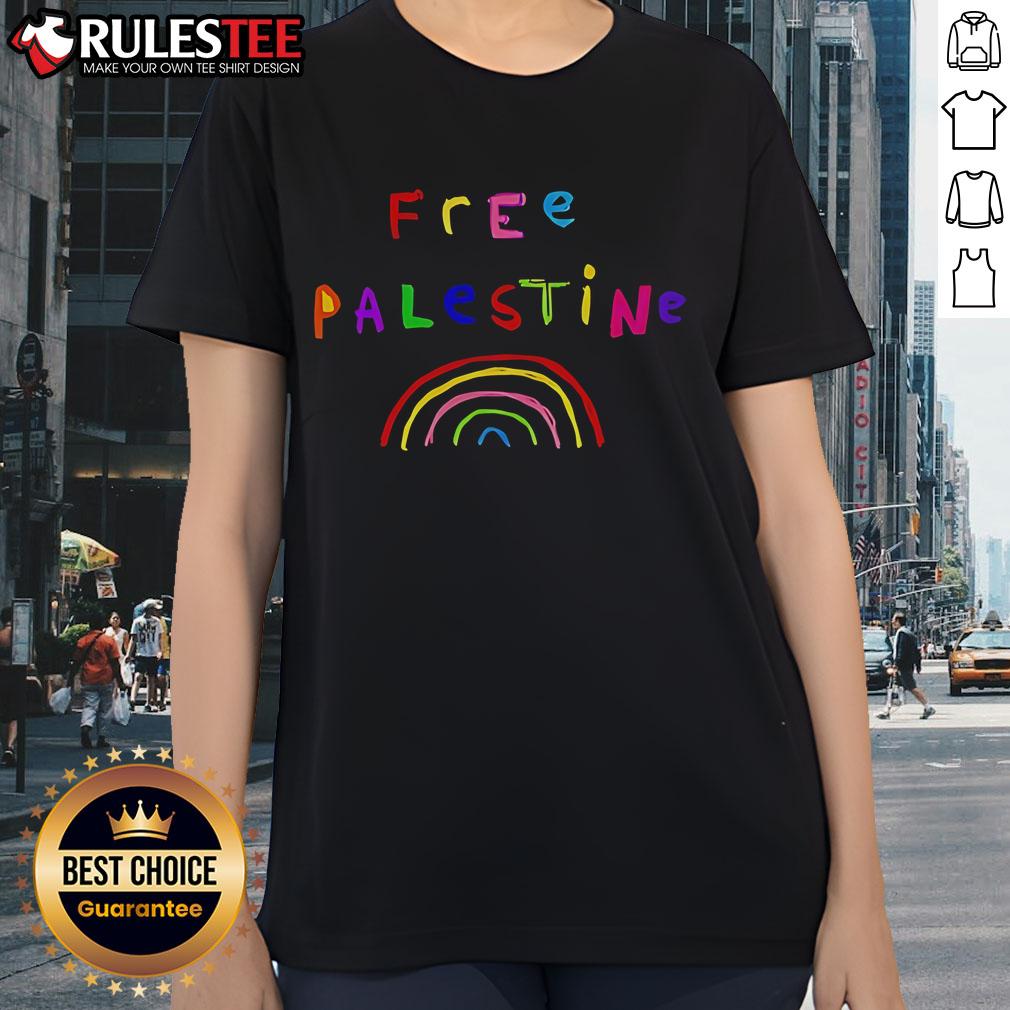 Pretty Free Palestine Rainbow T-Shirt - Image 3