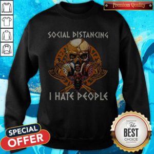 Alternative view of Skull Vikings Social Distancing I Hate People Shirt