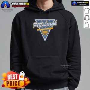 Alternative view of Nice Pittsburgh Panthers Football Palm Tree Pattern Inside A Triangle Logo T-Shirt