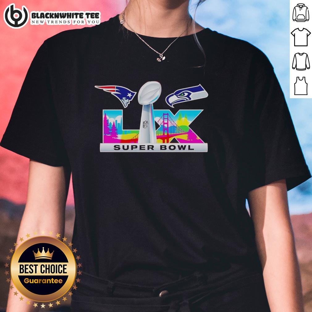 Good New England Patriots Vs Seattle Seahawks Super Bowl Lix Logo T-Shirt - Image 3