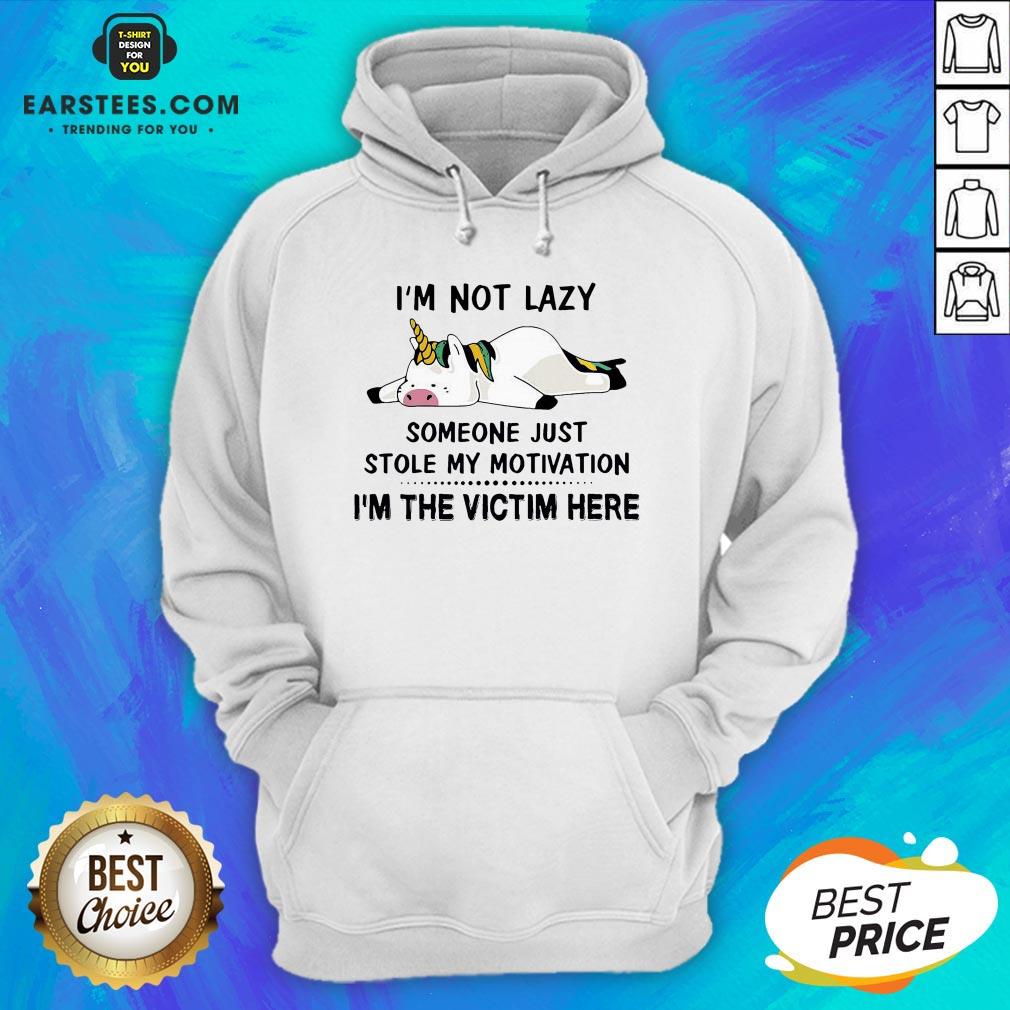 Premium Unicorn Pig I’m Not Lazy Someone Just Stole My Motivation I’m The Victim Here Shirt - Image 2