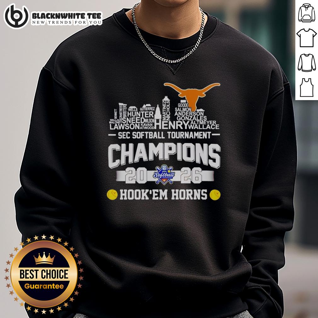 Top Texas Longhorns 2026 Sec Softball Tournament Champions Player Name City Skyline T-Shirt - Image 5