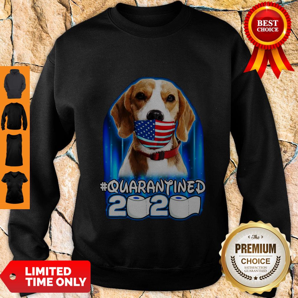 Funny Beagle Face Mask American Flag Quarantined 2020 Toilet Paper Shirt - Image 5