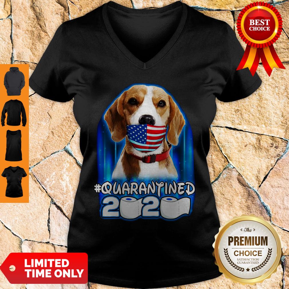 Funny Beagle Face Mask American Flag Quarantined 2020 Toilet Paper Shirt - Image 3