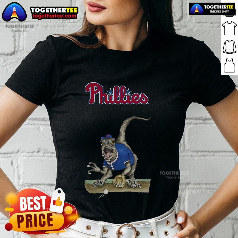 Original Philadelphia Phillies Tiny Turnip Velociraptor T-Shirt - Image 3