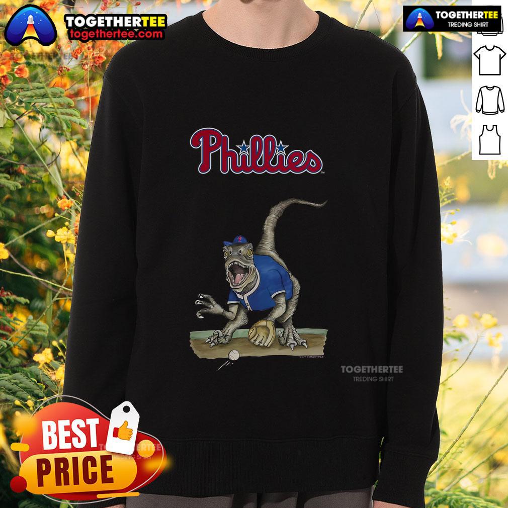 Original Philadelphia Phillies Tiny Turnip Velociraptor T-Shirt - Image 5