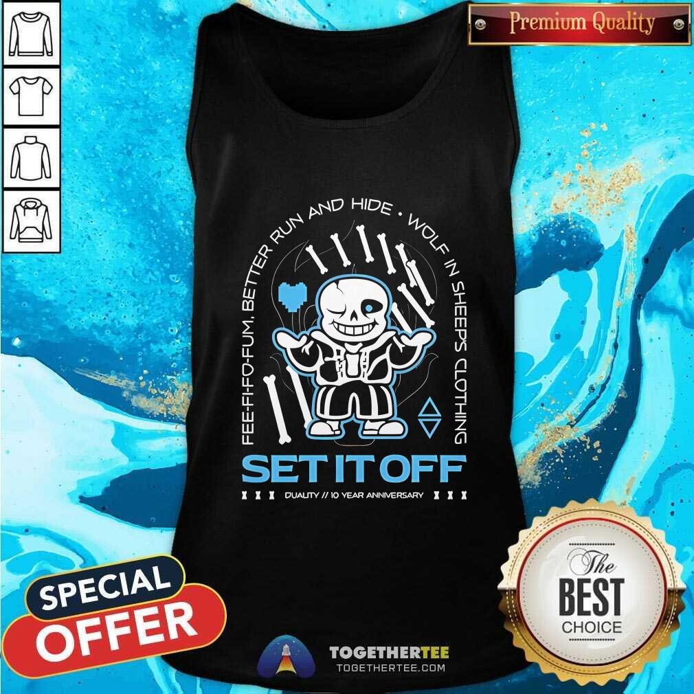 Premium Set It Off Duality 10 Year Anniversary Undertale Sans Skeleton T-Shirt - Image 3
