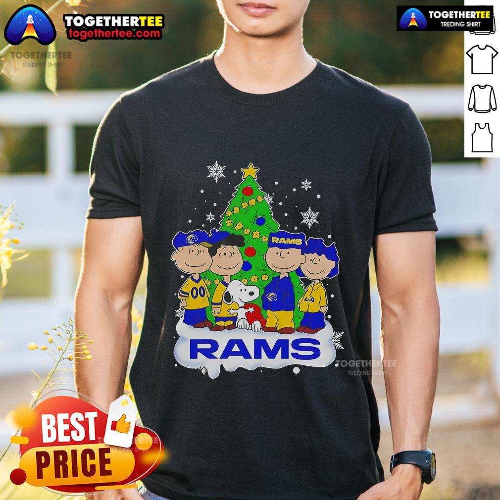 Pretty Peanuts Characters Los Angeles Rams Christmas Tree T-Shirt