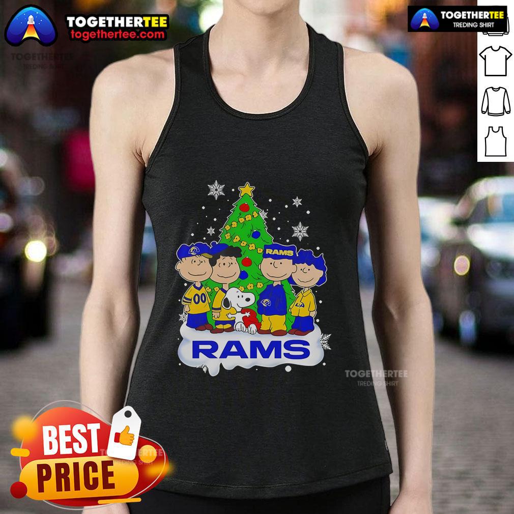 Pretty Peanuts Characters Los Angeles Rams Christmas Tree T-Shirt - Image 4