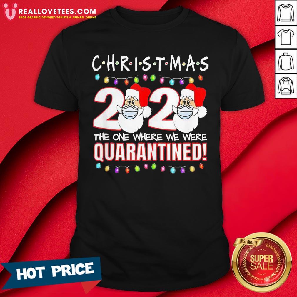 Funny Christmas 2020 Quarantine Santa Face Wearing Mask Shirt